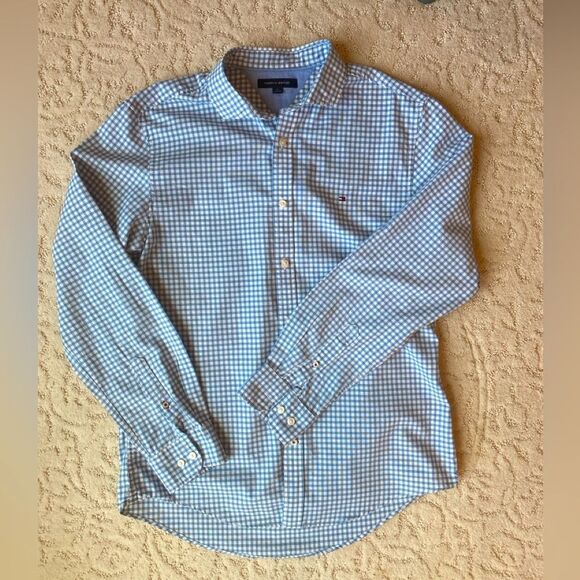 Men’s Tommy Hilfiger blue white button down shirt. - Picture 2 of 9